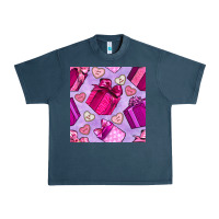 Midnight Navy valentines day gift box and cookie seamless pattern Urban Heavy Tee - BundleAndBundleShop