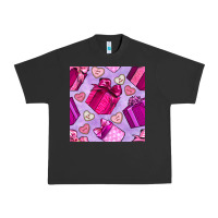 Pigment Black valentines day gift box and cookie seamless pattern Urban Heavy Tee - BundleAndBundleShop