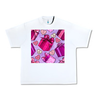 White valentines day gift box and cookie seamless pattern Urban Heavy Tee - BundleAndBundleShop