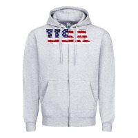 Heather Grey usa Zipper Hoodie - DesigneFamous