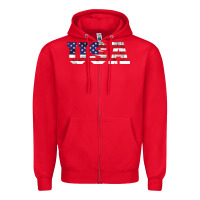 Red usa Zipper Hoodie - DesigneFamous