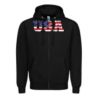 Black usa Zipper Hoodie - DesigneFamous