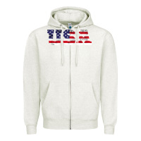 Oatmeal Heather usa Zipper Hoodie - DesigneFamous