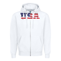 White usa Zipper Hoodie - DesigneFamous