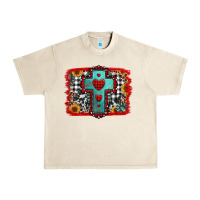 Christmas Cross With Background Urban Heavy Tee | Teevron