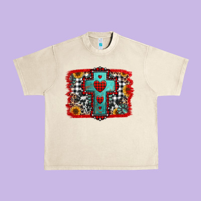 Christmas Cross With Background Urban Heavy Tee Designed By Jasminsmagicworld