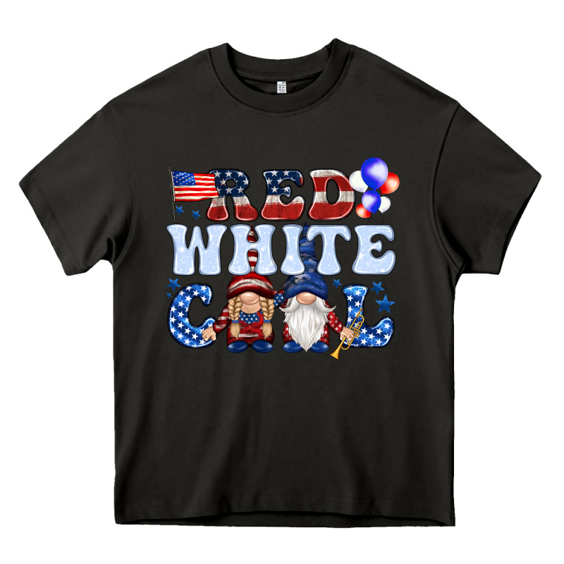Red White Cool With Gnomies 4th Of July Heavy Core Tee by HowdyJamesFarm | Teevron