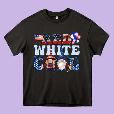 Red White Cool With Gnomies 4th Of July Heavy Core Tee Designed By Howdyjamesfarm