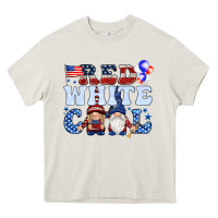 Cream Red white cool with gnomies 4th of july Heavy Core Tee - HowdyJamesFarm