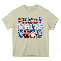 Mossy Red white cool with gnomies 4th of july Heavy Core Tee - HowdyJamesFarm