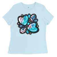 Baby Blue American gemstone Ladies Tee - FaDigitalArtStudio