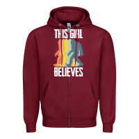 Burgundy bigfoot t  shirt bigfoot   this girl believes t  shirt Zipper Hoodie - DesigneFamous