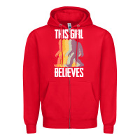 Red bigfoot t  shirt bigfoot   this girl believes t  shirt Zipper Hoodie - DesigneFamous