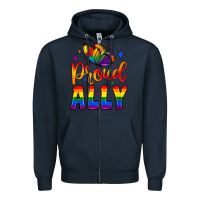 Navy proud ally Zipper Hoodie - JahusDesignShop