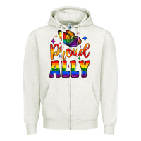 Oatmeal Heather proud ally Zipper Hoodie - JahusDesignShop