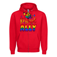 Red proud ally Zipper Hoodie - JahusDesignShop