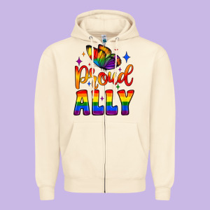 Proud Ally Zipper Hoodie Designed By Jahusdesignshop