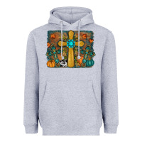 Heather Grey Fall Gemstone Cross Heavyweight Hoodie - RanaPortraitStore