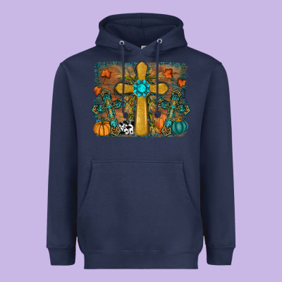Fall Gemstone Cross Heavyweight Hoodie Designed By Ranaportraitstore