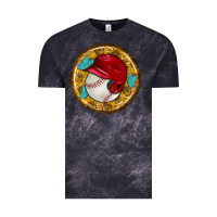 Cloud Black baseball with sunflower round earrings Vintage Tee - BundleAndBundleShop