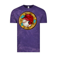 Cloud Purple baseball with sunflower round earrings Vintage Tee - BundleAndBundleShop