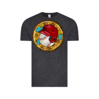 Vintage Black baseball with sunflower round earrings Vintage Tee - BundleAndBundleShop