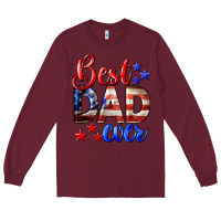 Burgundy Best Dad Ever 4th of July Long Sleeve Tee - LillyAllenDesigns