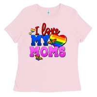 Bubblegum Pink I love my moms Ladies Tee - FaDigitalArtStudio