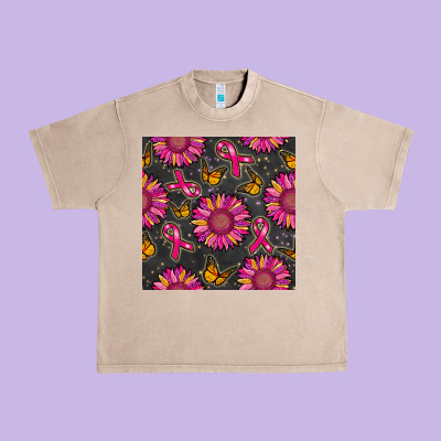Breast Cancer Sunflower Seamless Pattern Urban Heavy Tee Designed By Bundleandbundleshop