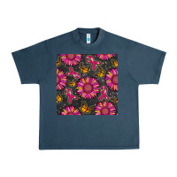 Midnight Navy breast cancer sunflower seamless pattern Urban Heavy Tee - BundleAndBundleShop