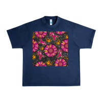 Navy breast cancer sunflower seamless pattern Urban Heavy Tee - BundleAndBundleShop