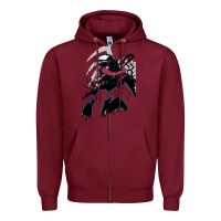 Burgundy VENOM ART Zipper Hoodie - DesigneFamous