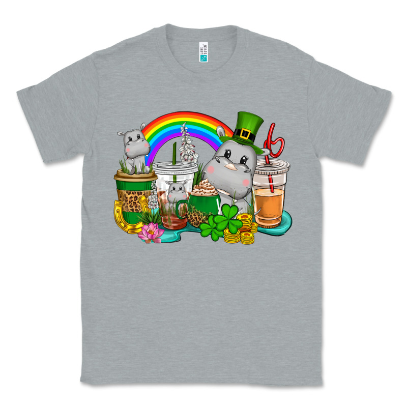St. Patrick's Hippopotamus Coffee Cups Classic Tee by CowGirlArtShop | Teevron