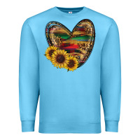 Ocean Blue Sunflower Fall Heart Premium Sweatshirt - RanaPortraitStore