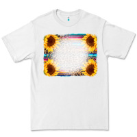 White Serape Bleached Sunflowers Leopard Background Premium Tee - CowCowDesign