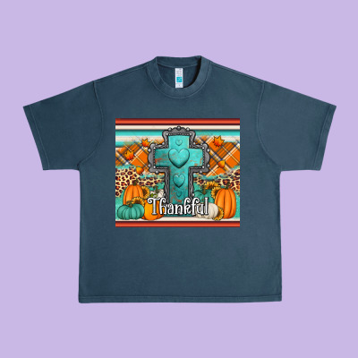 Fall Thankfull Cross Urban Heavy Tee Designed By Jasminsmagicworld