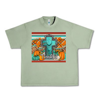 Oil Green fall thankfull cross Urban Heavy Tee - Jasminsmagicworld