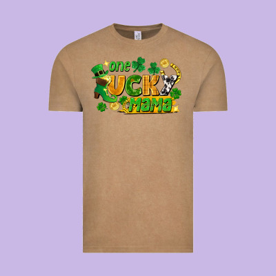 One Lucky Mama Vintage Tee Designed By Fadigitalartstudio