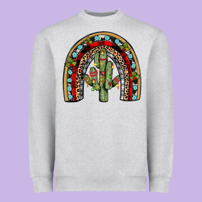 Christmas Cactus Rainbow Heavyweight Sweatshirt Designed By Jahusdesignshop