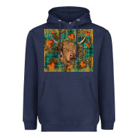 Navy Western Fall Cow Heavyweight Hoodie - RanaPortraitStore