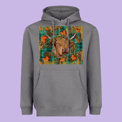 Western Fall Cow Heavyweight Hoodie Designed By Ranaportraitstore