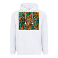 White Western Fall Cow Heavyweight Hoodie - RanaPortraitStore