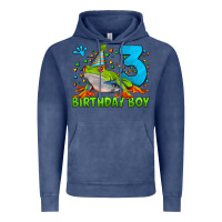 Vintage Denim birthday boy frog age 3 Vintage Hoodie - LillyAllenDesigns