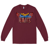 Burgundy American Babe With Sunflowers Long Sleeve Tee - LillyAllenDesigns