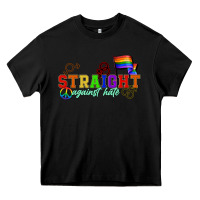Black Straight agains hate Heavy Core Tee - CowGirlArtShop