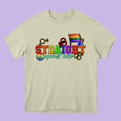Straight Agains Hate Heavy Core Tee Designed By Cowgirlartshop