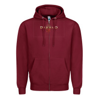 Burgundy #diablo Zipper Hoodie - DesigneFamous