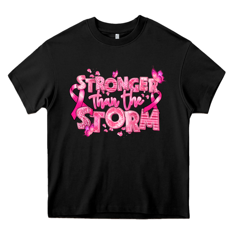 Stronger Than The Storm Breast Cancer Heavy Core Tee by RanaPortraitStore | Teevron