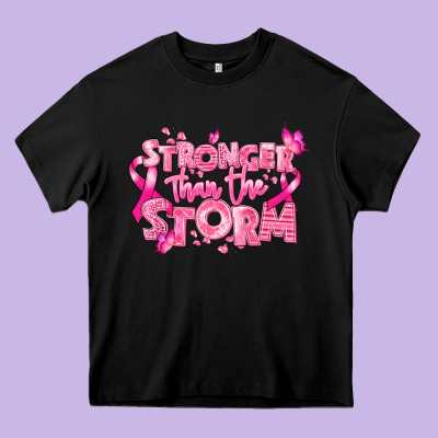 Stronger Than The Storm Breast Cancer Heavy Core Tee Designed By Ranaportraitstore