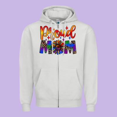Proud Mom Zipper Hoodie Designed By Jahusdesignshop